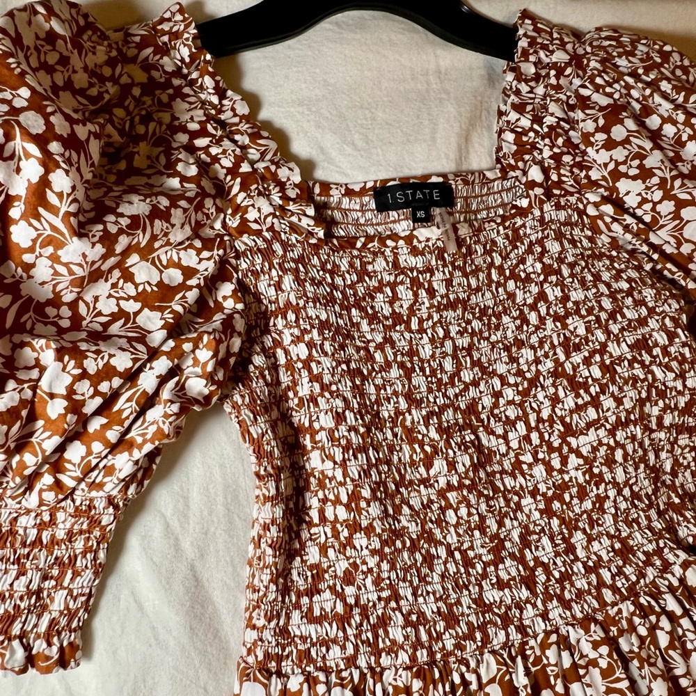 Beautiful brown & white fit and flare dress